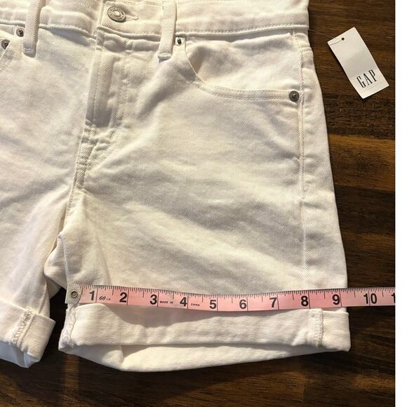 Gap Women’s 0 / 25 Shorts Mid Rise White Denim Cuffed 5" Inseam Stretch - Picture 8 of 12